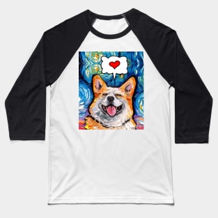 Smiling Corgi Love Baseball T-Shirt